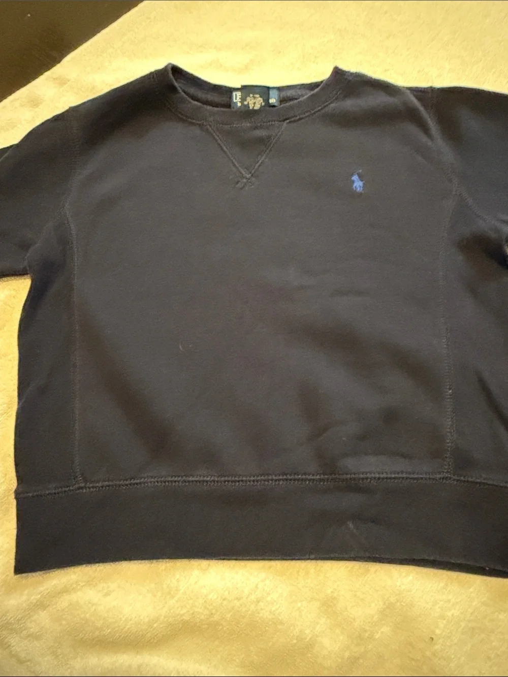 Ralph Lauren Navy Crewneck Sweatshirt with Blue Pony Embroidery